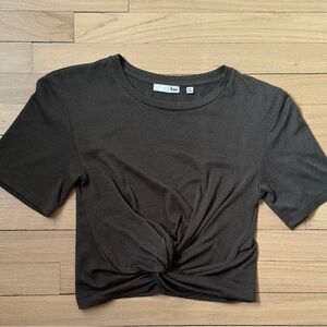Wilfred Forest Green Twist-Front Crop Tee M
